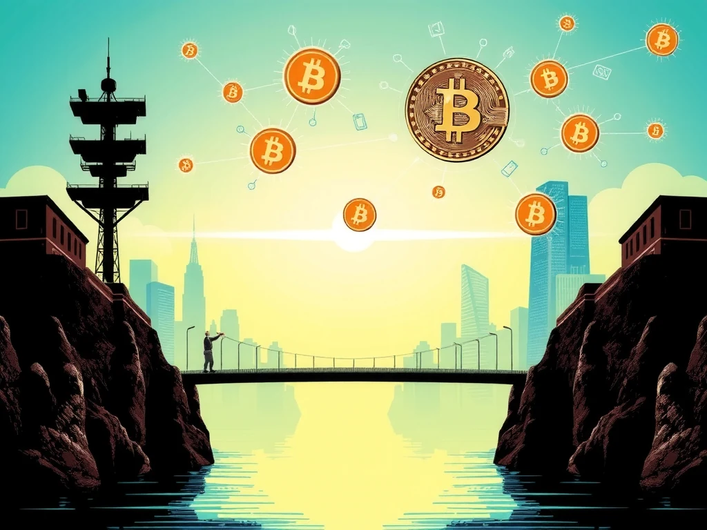 Modern federal banking building with digital asset security symbols