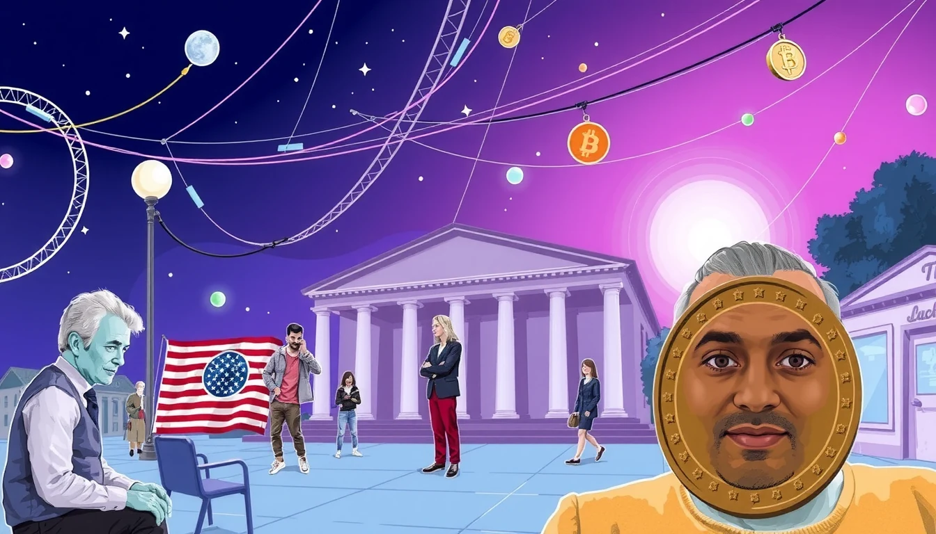 U.S. Treasury building with stablecoin regulation documents and digital assets
