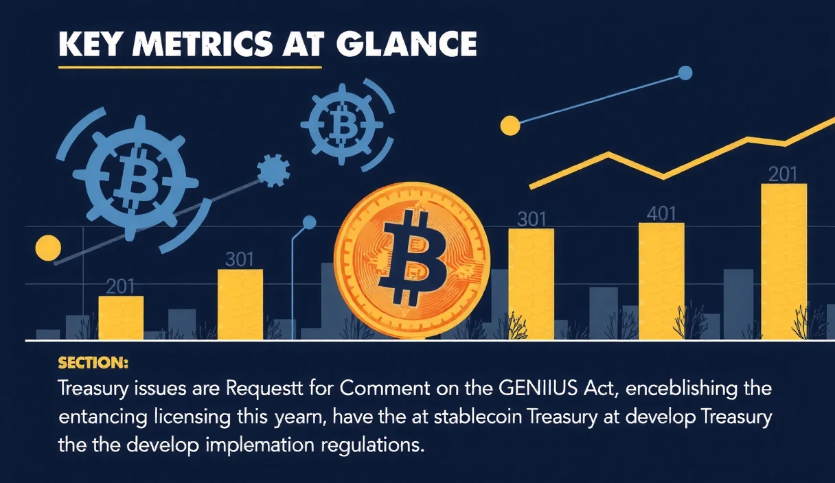 U.S. Treasury building with stablecoin regulation documents and digital assets