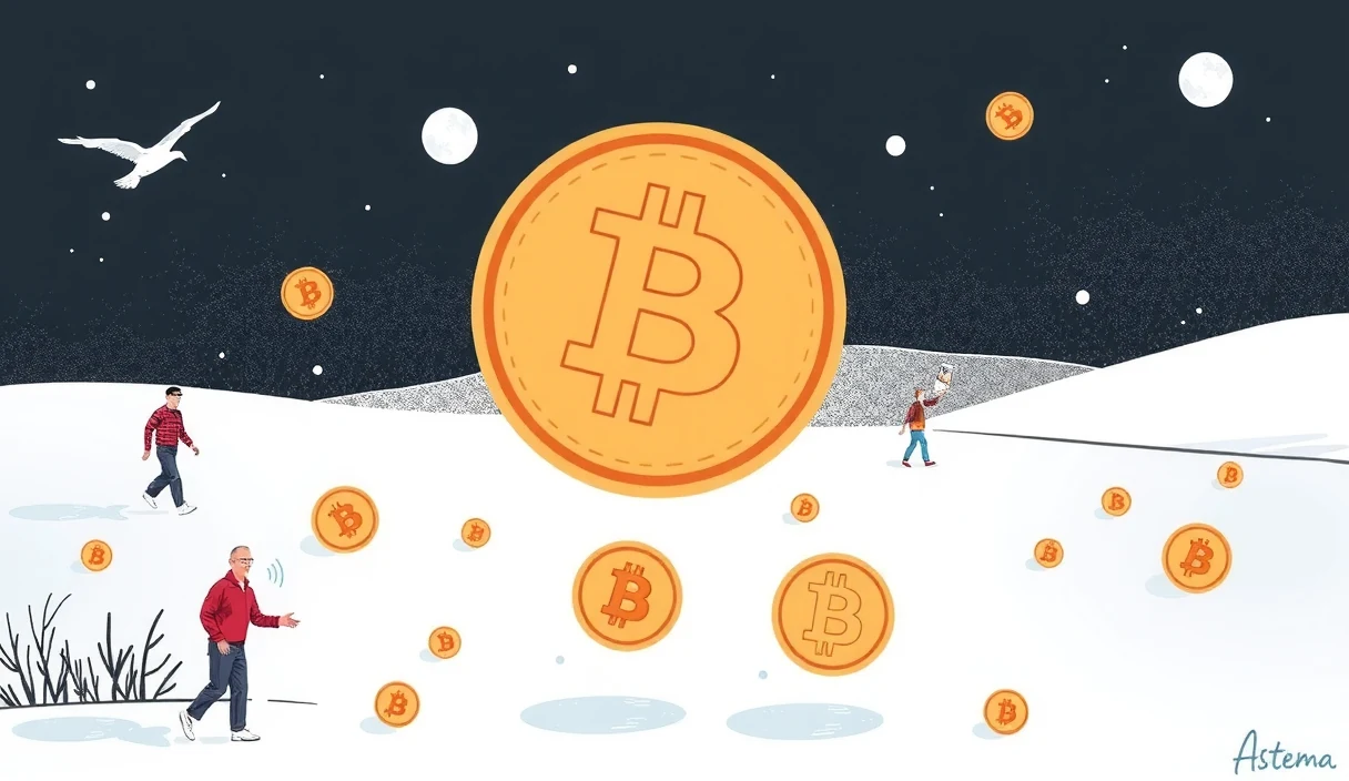 Futuristic visualization of global banking regulators with national flags surrounding a central Bitcoin symbol, each regulator holding different rulebooks, digital grid background, cinematic sci-fi editorial style