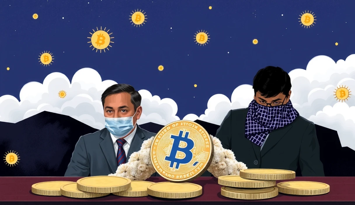 Abstract visualization of a balance scale with Bitcoin on one side weighing more than a stack of dollar bills and IMF documents on the other, golden Bitcoin glowing, dramatic lighting, futuristic financial aesthetic