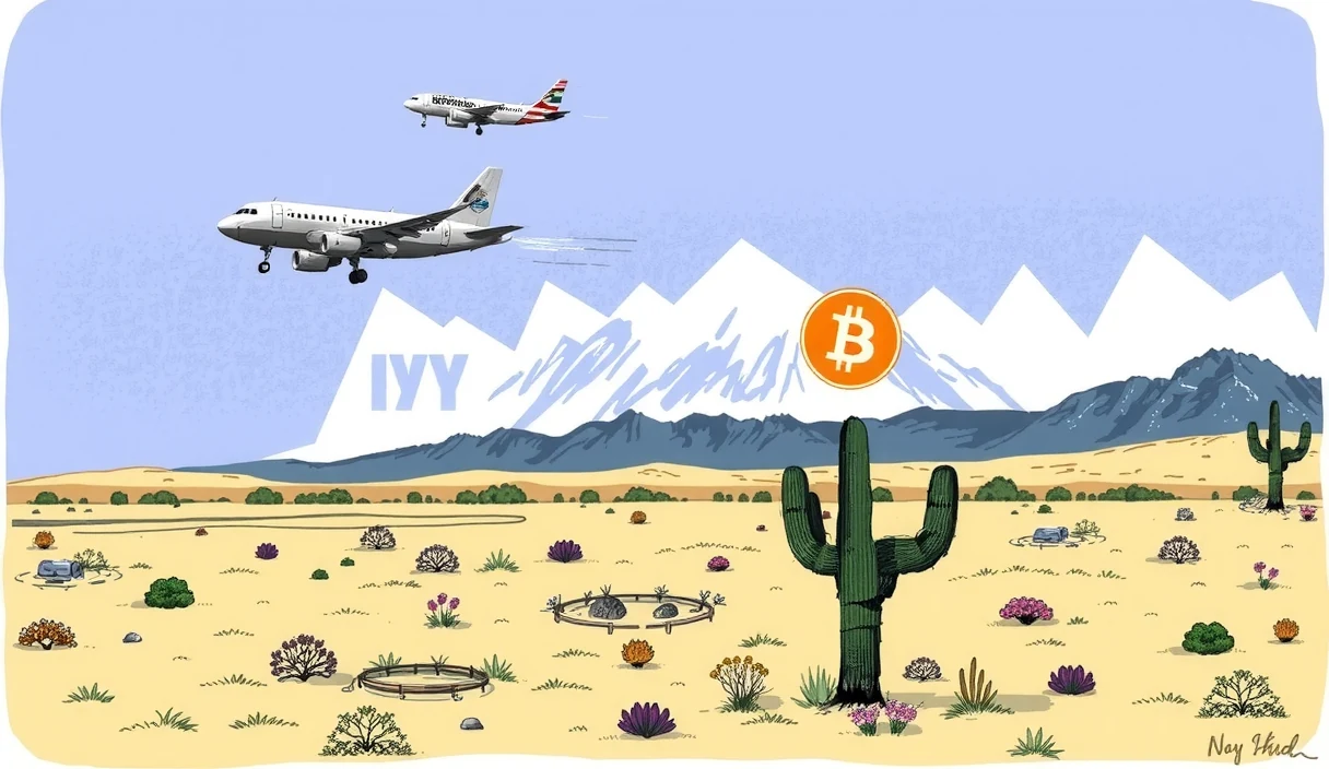 A sweeping futuristic panorama of seven state capitol buildings across the American landscape — Concord, Austin, Phoenix, Cheyenne, Jefferson City, Helena, and Bismarck — each with a unique Bitcoin reserve structure: some sleek and modern, others rustic and western-themed, all connected by a glowing network of blockchain links forming a constellation above the United States map, with the federal capitol in Washington D.C. pulsing at the center like a heart, symbolizing the relationship between state innovation and federal oversight in a digital age.