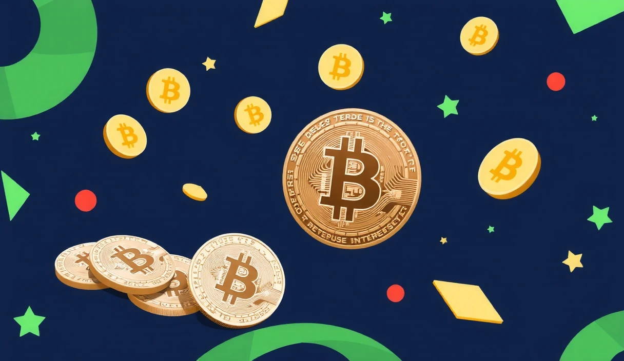 Futuristic illustration of tax documents and Bitcoin symbols merging into digital data streams