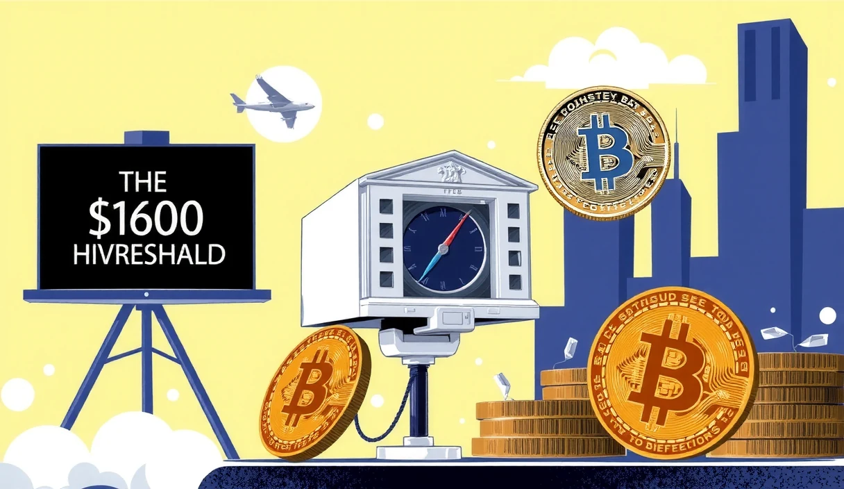 Futuristic visualization of IRS data systems tracking Bitcoin transactions across a digital network with glowing nodes and blockchain connections