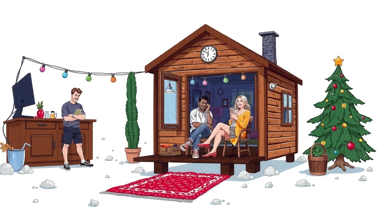 Futuristic editorial visualization of token-gated digital identity risk with cascading price charts and a transparent fading cabin silhouette