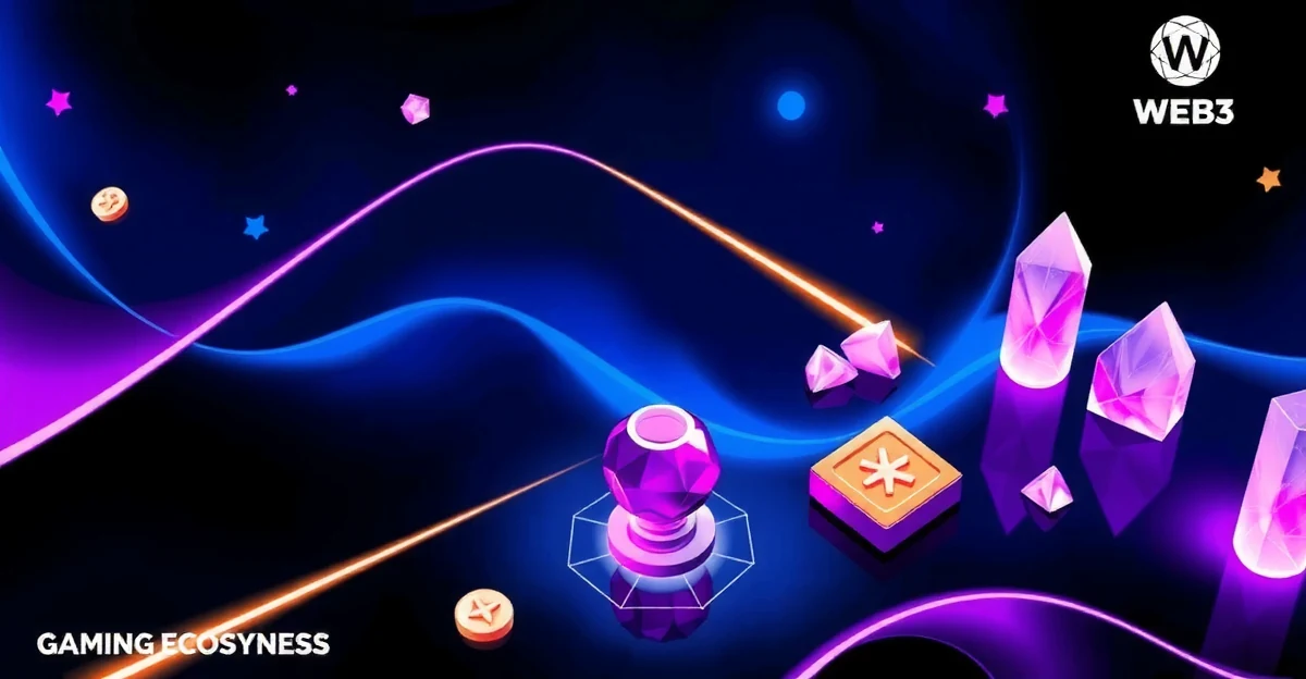 Multiple blockchain networks connected by glowing pathways
