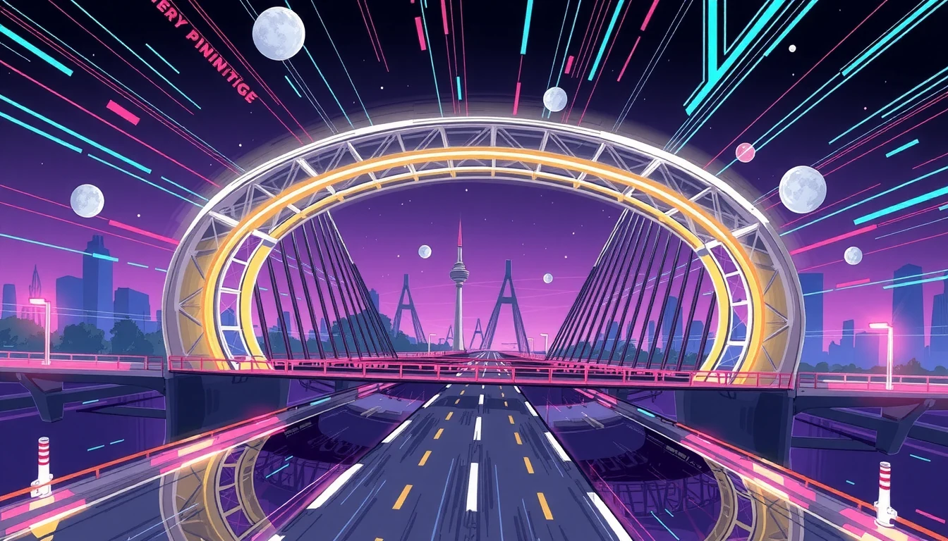 Hyperbridge interoperability hyperstructure connecting blockchain networks with cryptographic verification and futuristic editorial visualization