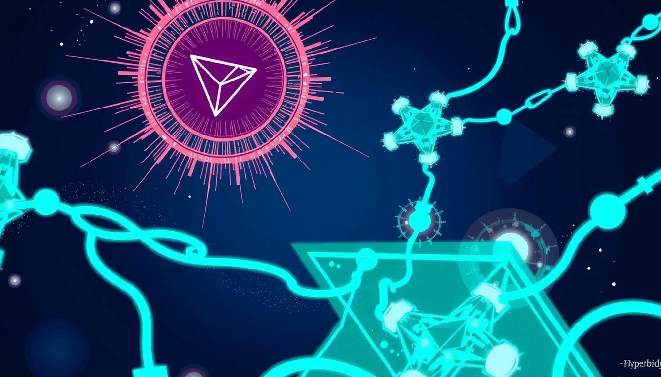Hyperbridge Tron stablecoin cross-chain integration with futuristic editorial visualization