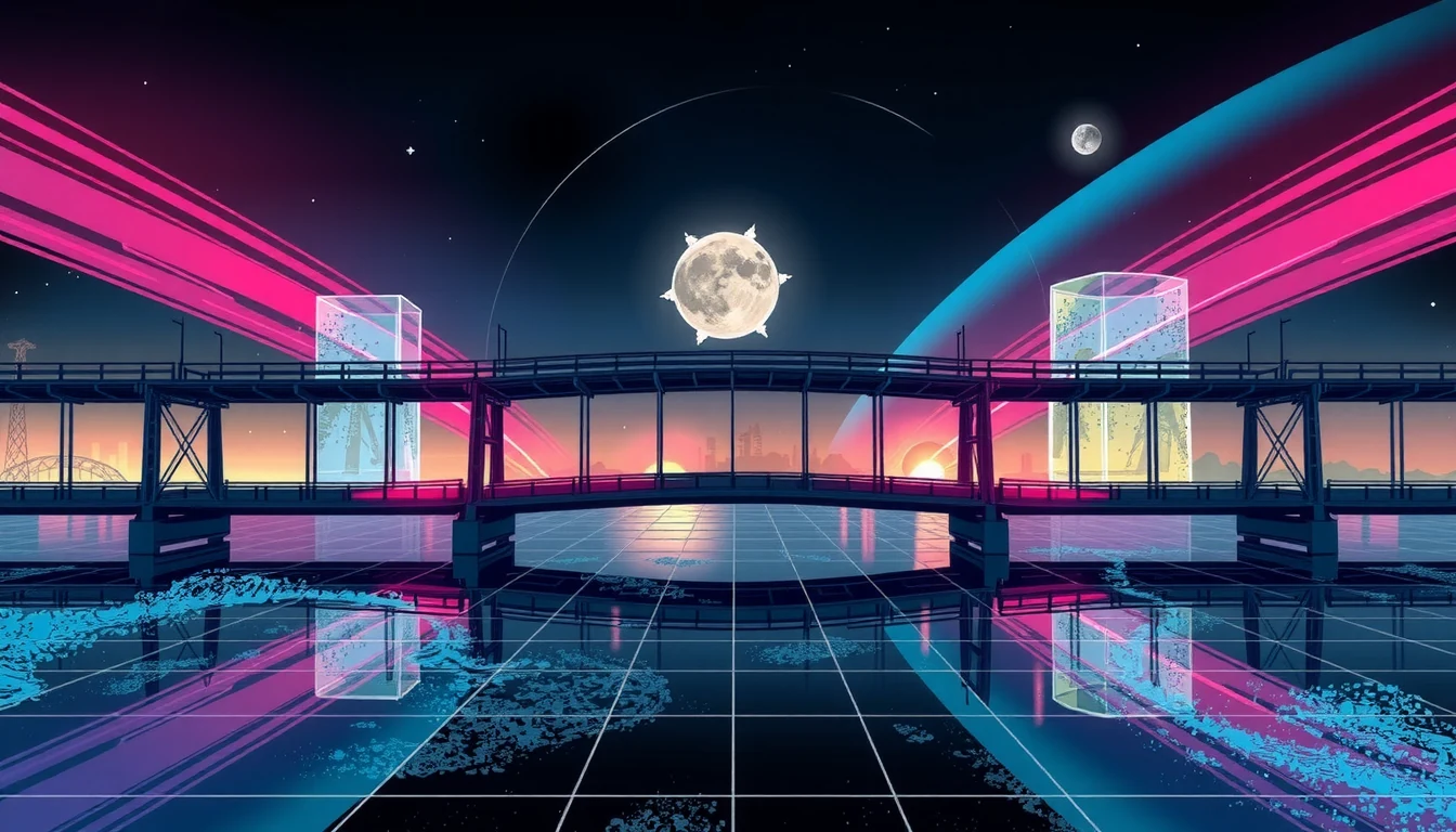 Futuristic editorial illustration of Hyperbridge recovery architecture with escrow verification flow and direct claim interface