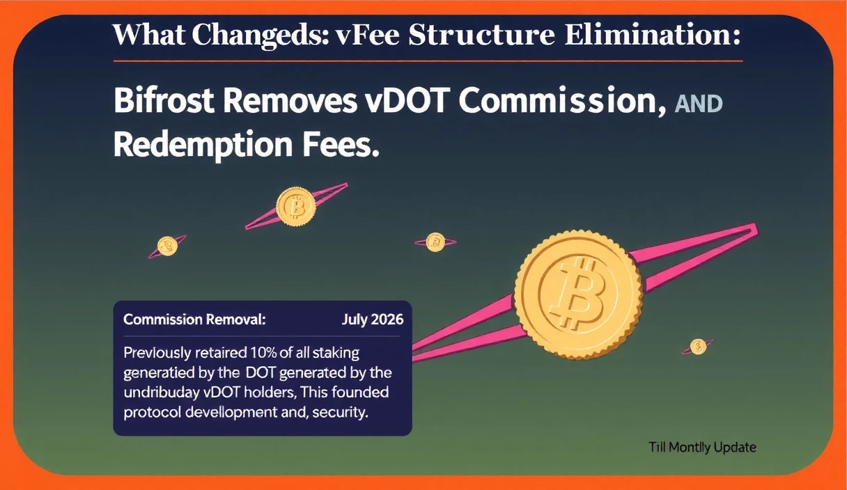 Economic flow diagram showing Bifrost protocol revenue transition from commission-based to treasury-funded model