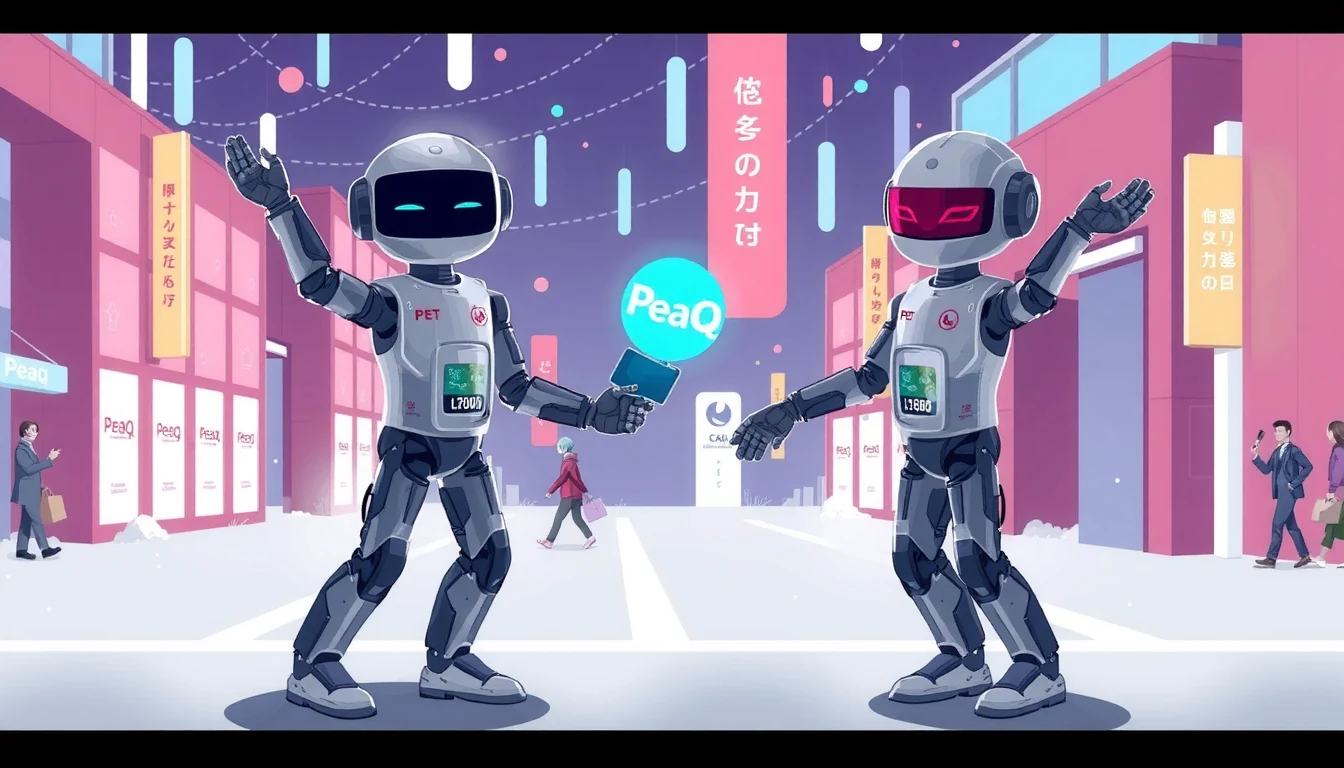 Futuristic tech editorial illustration of a humanoid robot with digital identity credentials in a decentralized machine economy