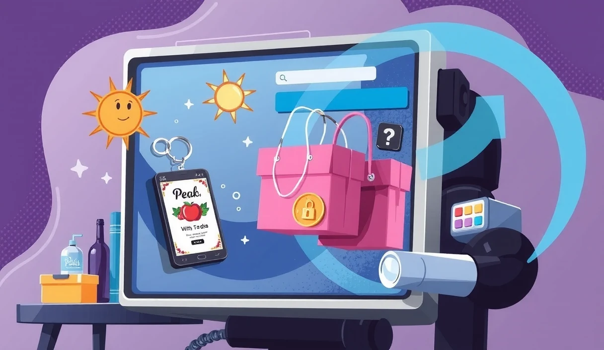 Futuristic tech editorial illustration of autonomous robots transacting in a decentralized machine economy marketplace