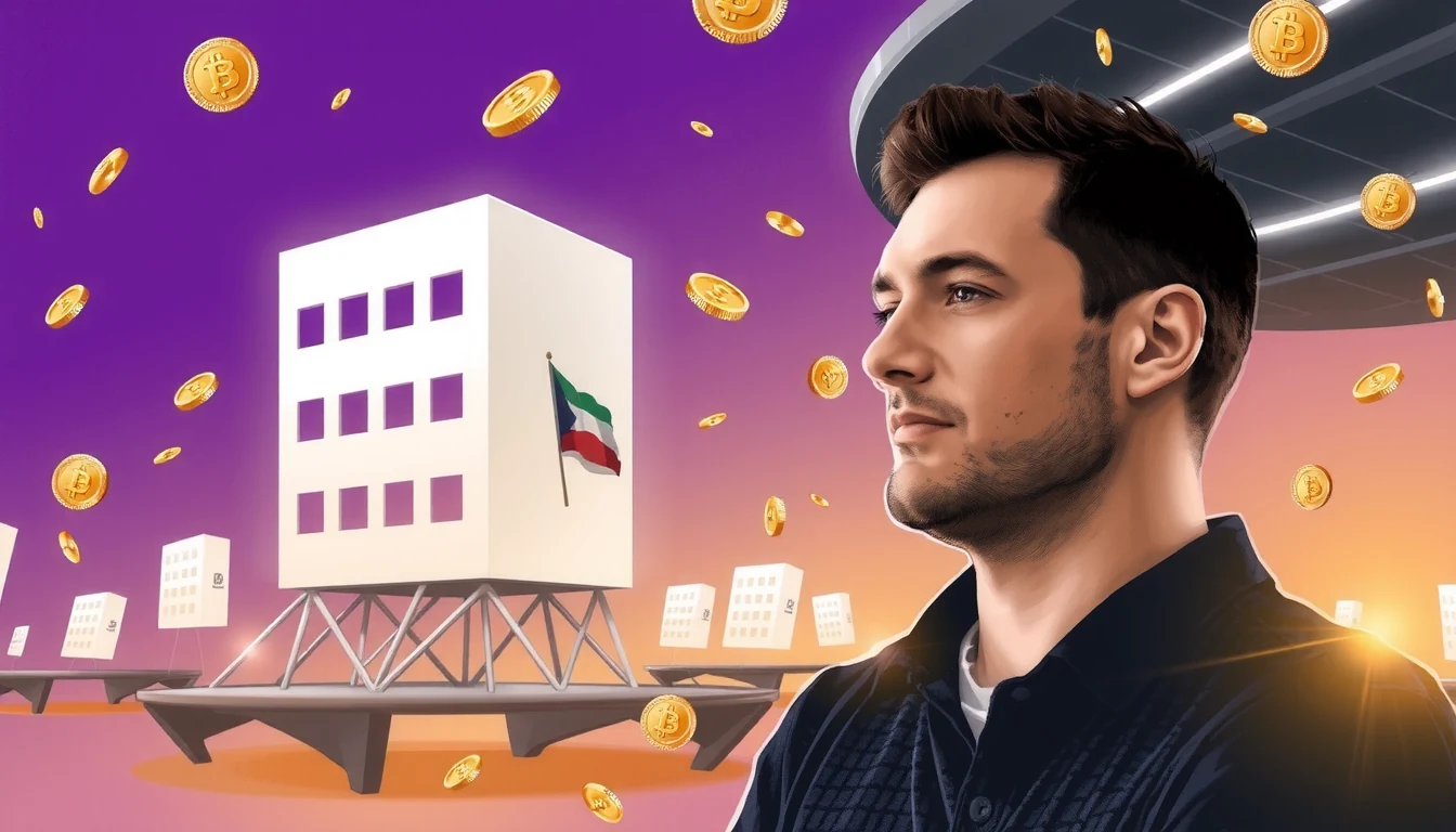 Futuristic editorial illustration of stablecoin concepts and digital finance infrastructure