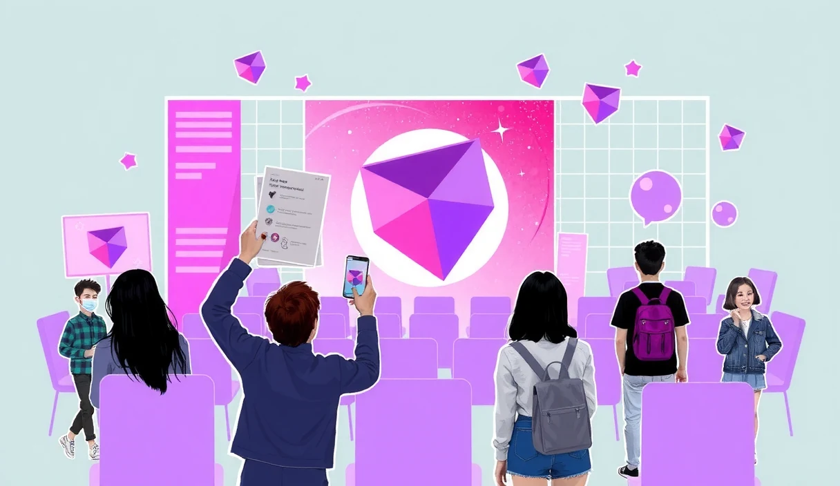 K-Pop fans engaging with tokenized digital collectibles on a vibrant blockchain platform