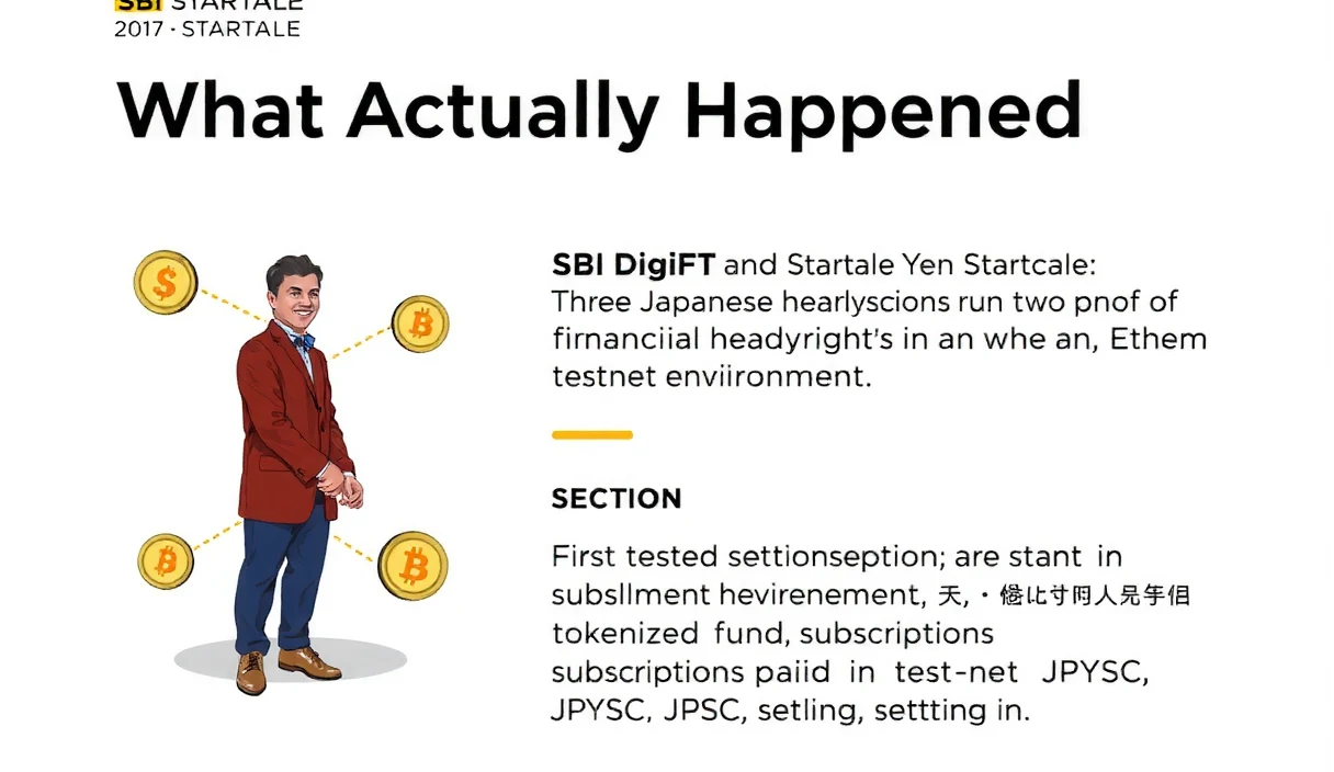 Layered architecture diagram showing SBI Asset Management at top, DigiFT tokenization platform in middle, Startale blockchain and JPYSC settlement at bottom, with Morpho and Gauntlet DeFi integrations flowing alongside