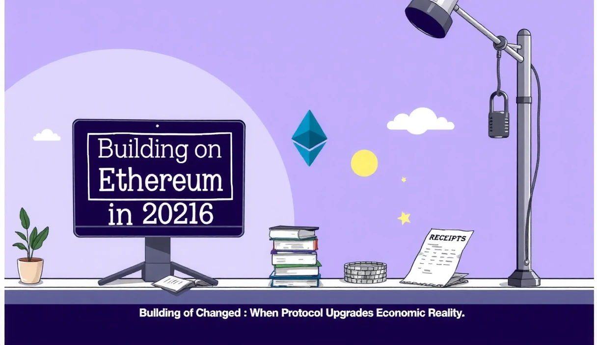Ethereum protocol upgrade timeline visualization showing Dencun, Pectra, and Fusaka milestones with cost impact metrics