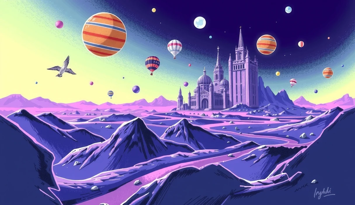 Futuristic visualization of cross-chain IP licensing standards connecting multiple Ethereum L2s and marketplaces