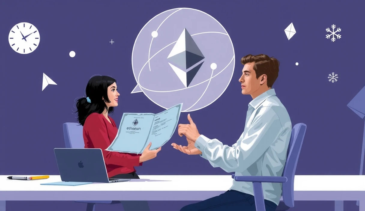 Futuristic visualization of Ethereum talent selection funnel showing applicants filtered through institutional connections, academic credentials, and research alignment before emerging as fellows with network access